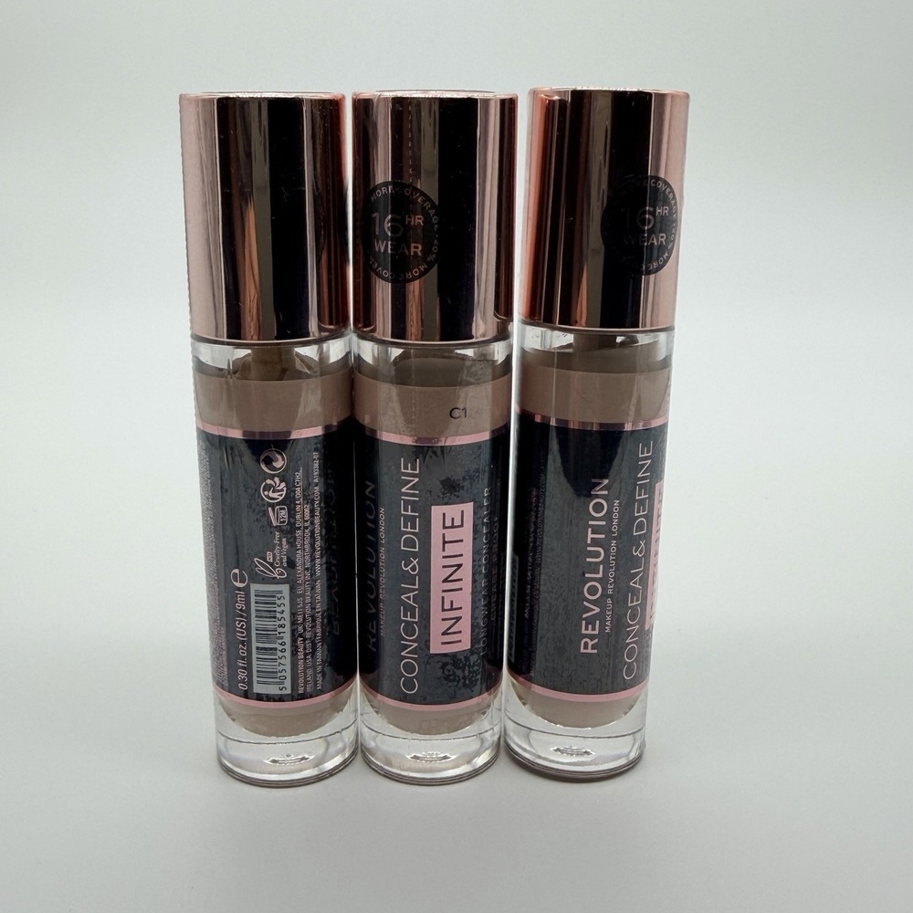 Revolution Conceal And Define Full Coverage Concealer Shade‎ C1 3Pack